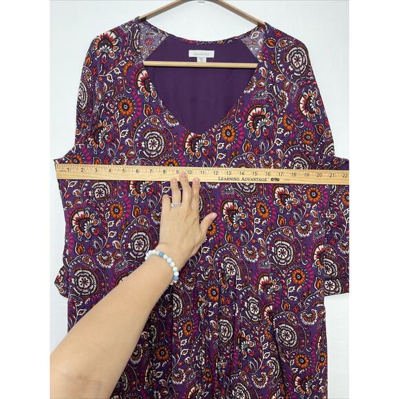 Garnet Hill Purple Floral Paisley Bohemian Pocket Detail Ladies Career Dress 14 - Picture 5 of 10